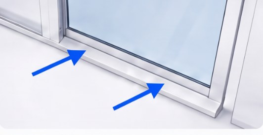 Sliding glass door with no clampable exterior track